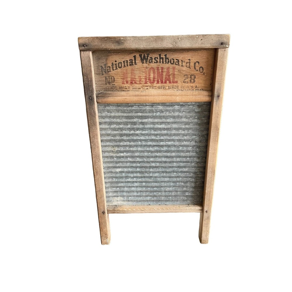 Vintage National Washboard‎ Co. Wood & Zinc No.  28 Memphis Chicago.